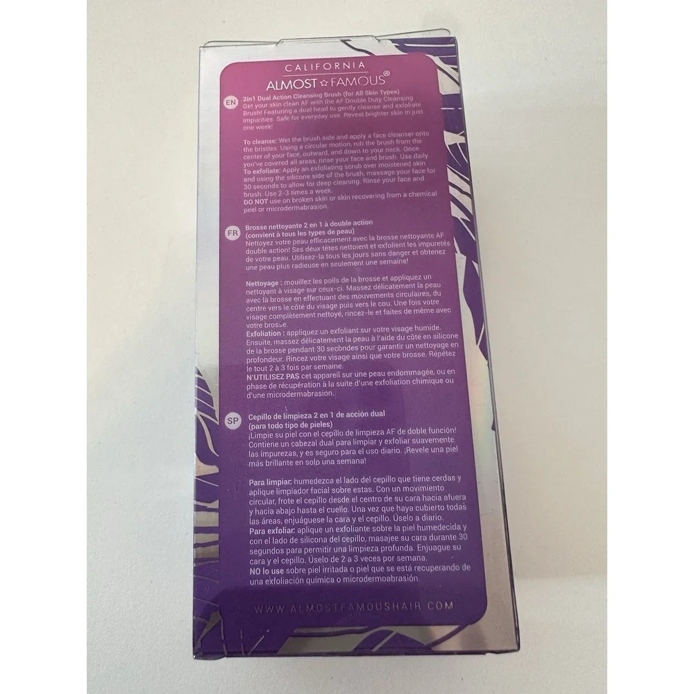 ALMOST FAMOUS Facial Cleansing Brush Face Scrubbers Soft‎ Exfoliator 2 In 1 New